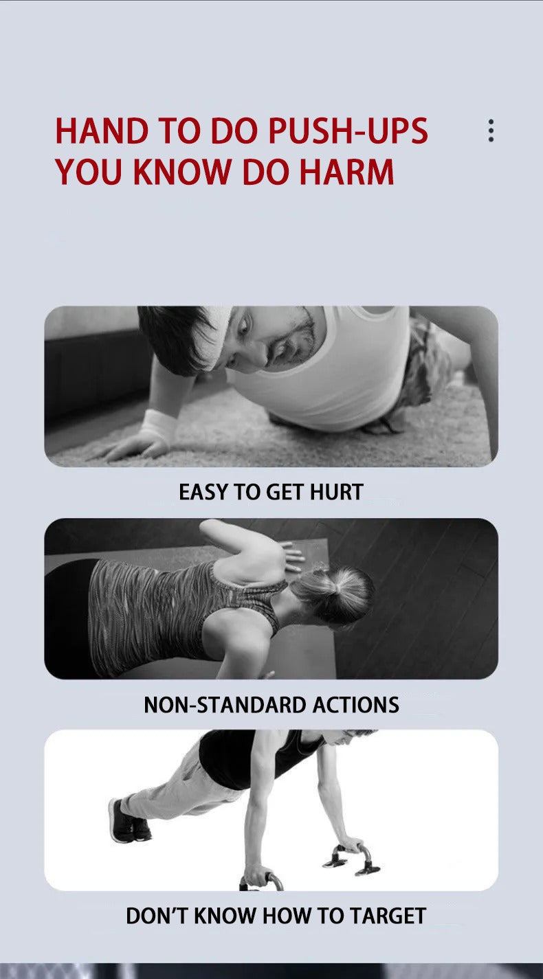Fitlybuy folding push-up board with ergonomic grips shown in a graphic comparing incorrect vs. correct push-up form.