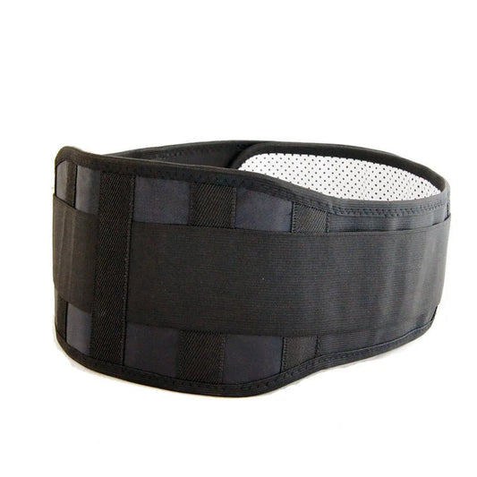 Black Fitlybuy self-heating lumbar waist bandage with ThermoFlex technology and white interior thermal lining.