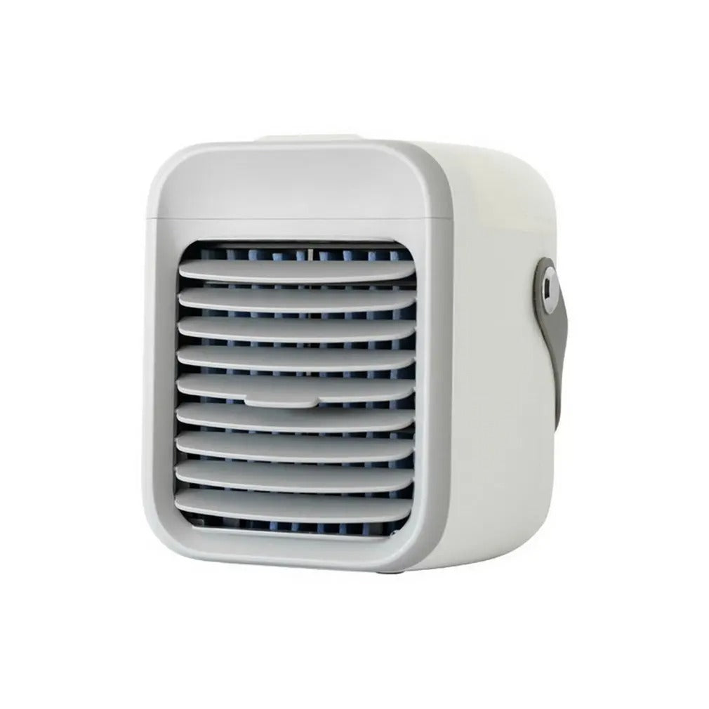 Fitlybuy 3-in-1 white portable mini air conditioner with adjustable front louvers and a side handle, isolated on white.