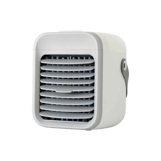 Fitlybuy 3-in-1 white portable mini air conditioner with adjustable front louvers and a side handle, isolated on white.