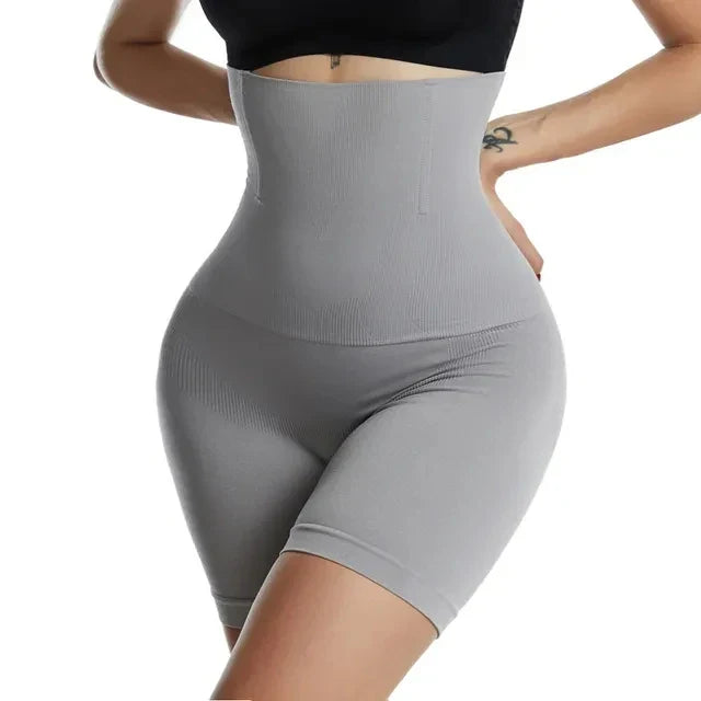 Grey high-waisted Fitlybuy Curve Sculptor shaper shorts providing tummy control and seamless body shaping.