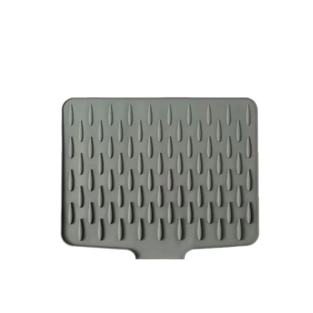 Gray Fitlybuy Silicool silicone drying mat with raised, non-slip teardrop texture for efficient water draining.