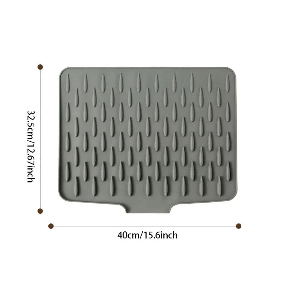 Gray Fitlybuy Silicool silicone drying mat with raised water-draining design, 40x32.5cm size, heat-resistant, non-slip.
