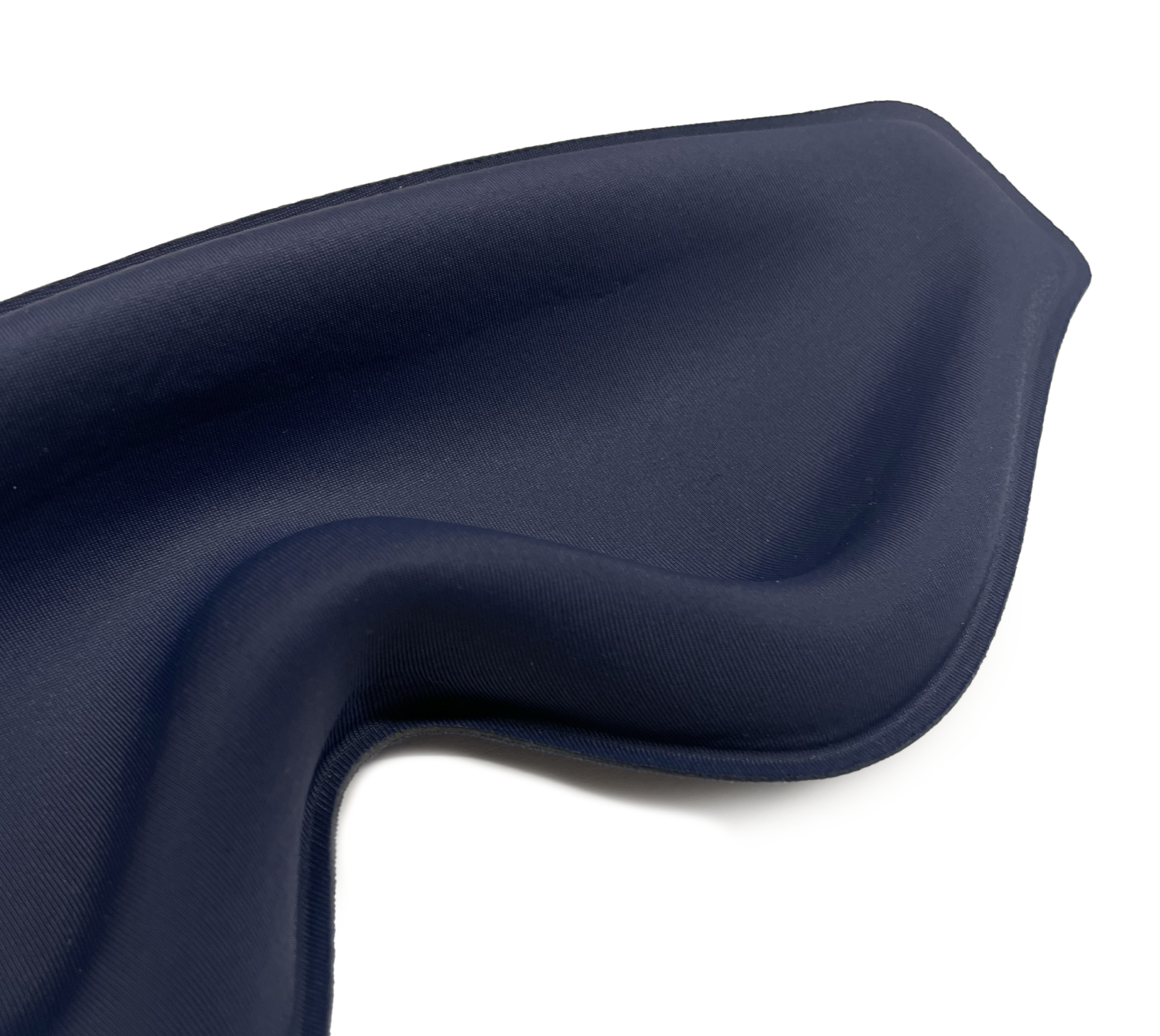 Navy blue Fitlybuy EyeSnooze Lite memory foam sleep mask with contoured design against a white background.
