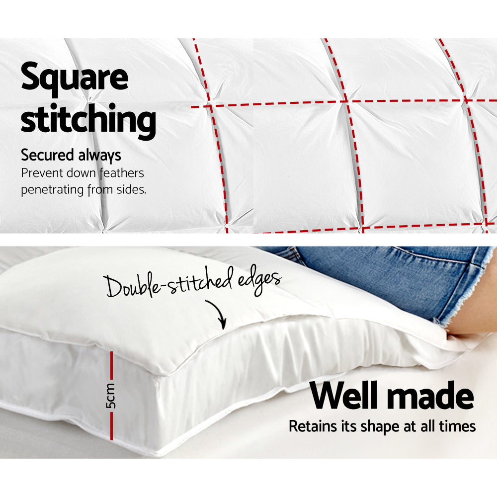 Fitlybuy white mattress topper with square stitching, 5cm depth, and durable double-stitched edges for shape retention.