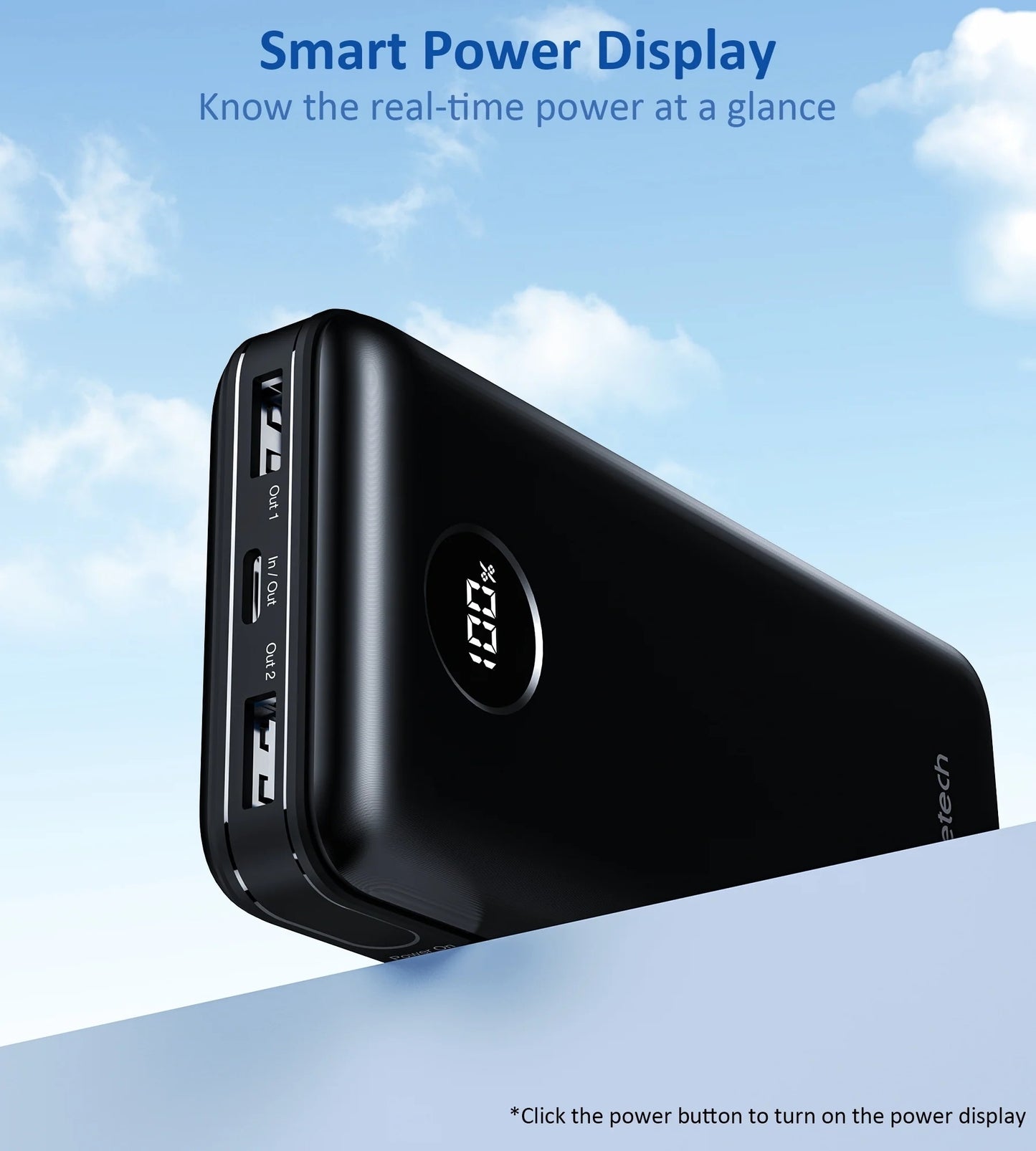 Powerpulse Choetech 20000mAh Power Bank - 45W PD, 3-Port Fast Charging