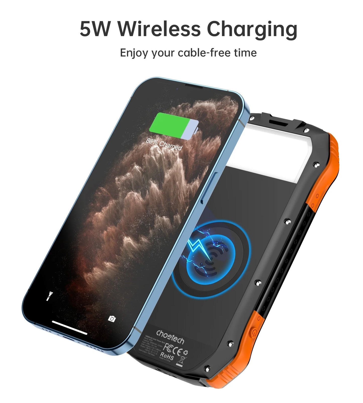 Solarsaver Choetech Solar Power Bank – 20000mAh, Wireless, Outdoor