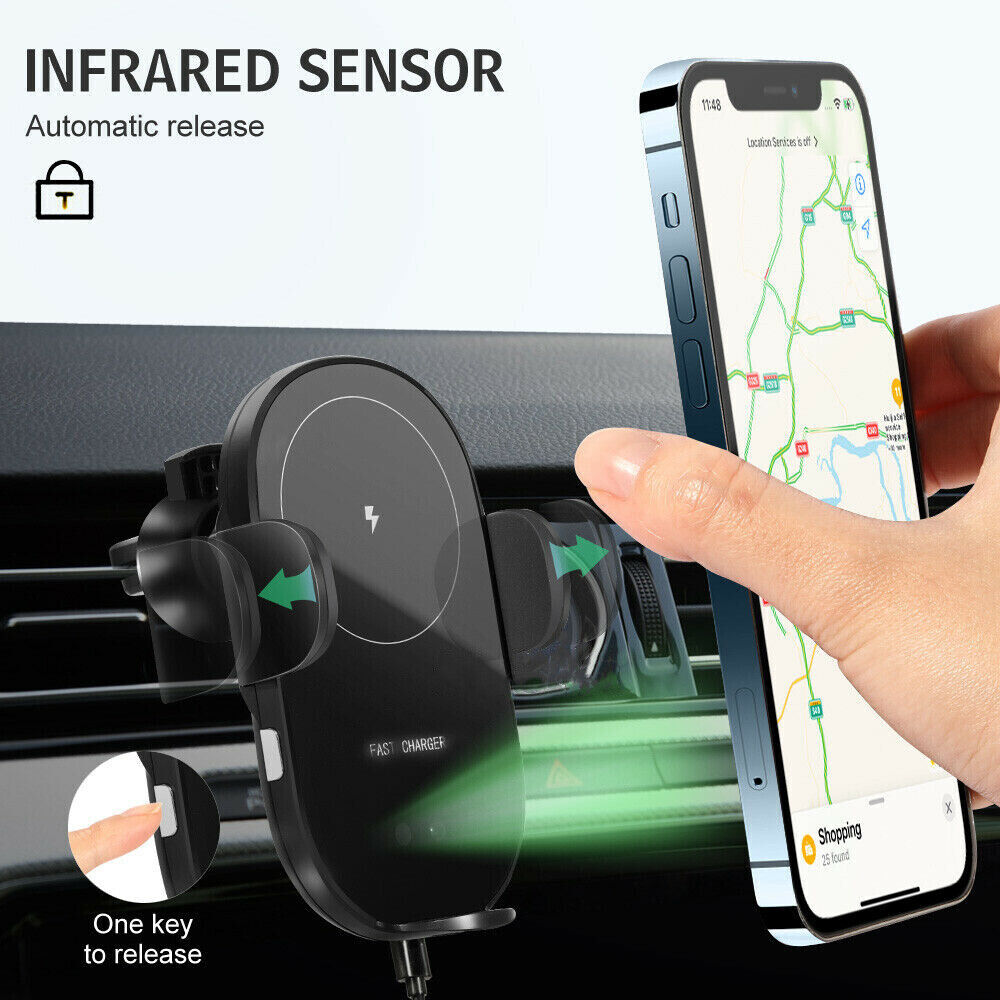 Chargerchic Automatic Wireless Car Charger Mount - Fast Qi Charging, 360° Rotation