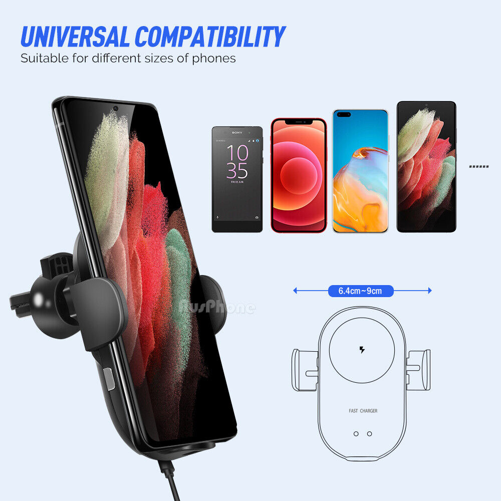 Chargerchic Automatic Wireless Car Charger Mount - Fast Qi Charging, 360° Rotation