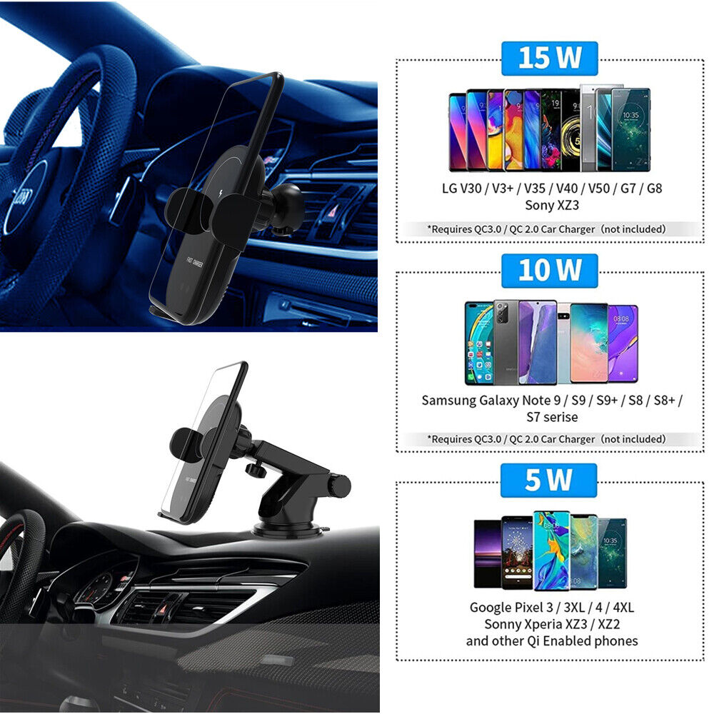 Chargerchic Automatic Wireless Car Charger Mount - Fast Qi Charging, 360° Rotation