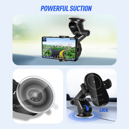 Chargerchic Automatic Wireless Car Charger Mount - Fast Qi Charging, 360° Rotation