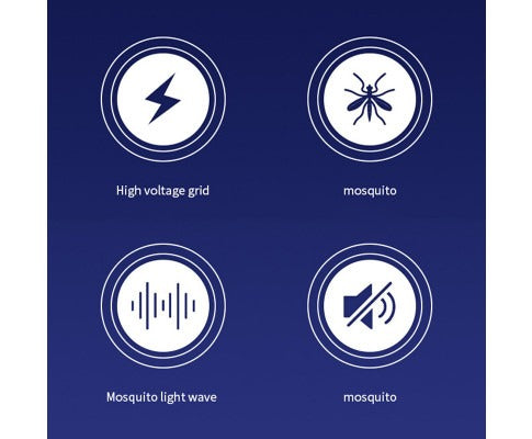 Fitlybuy insect killer features: high voltage grid, mosquito attraction, light waves, and silent operation.