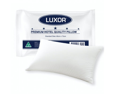 White Fitlybuy Luxor Australian-made hotel-quality pillow in branded packaging with comfort support technology.