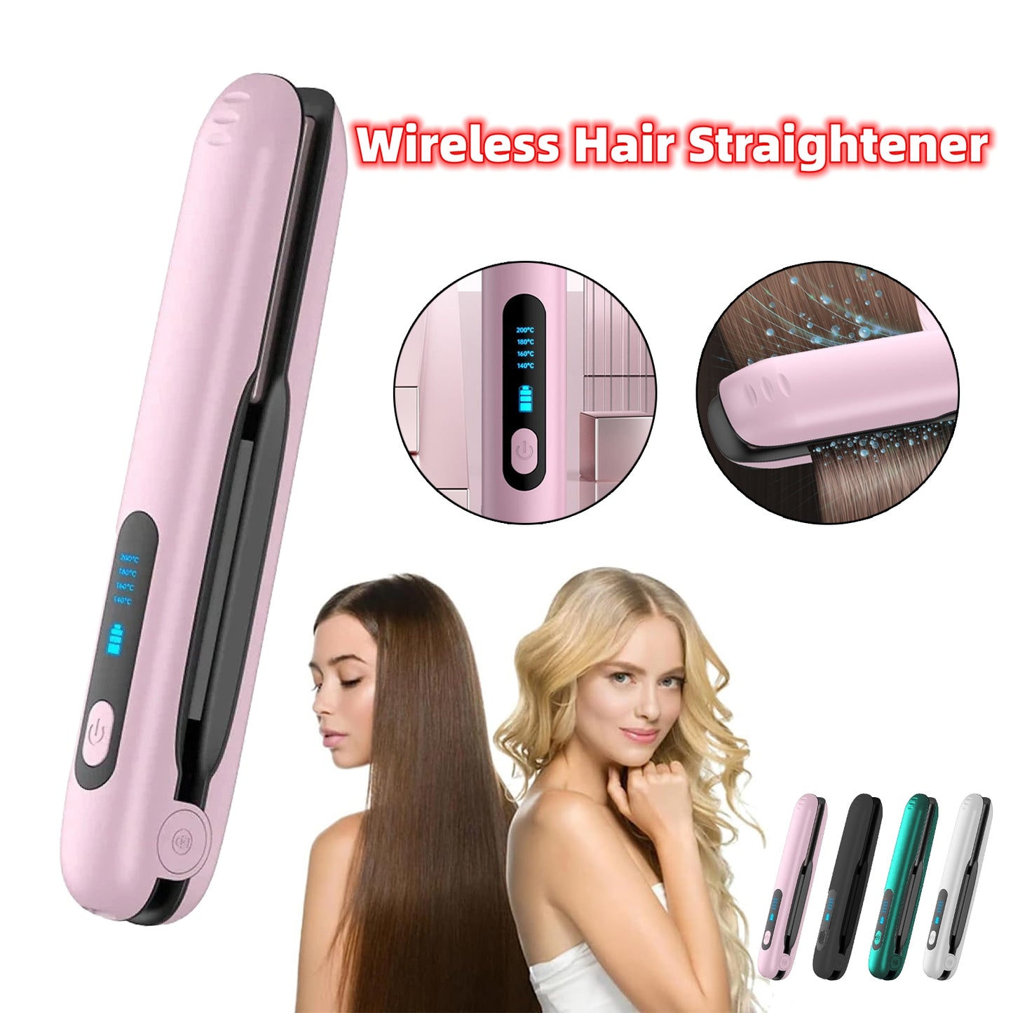 Straightshine Wireless Hair Straightener - Portable, Rechargeable