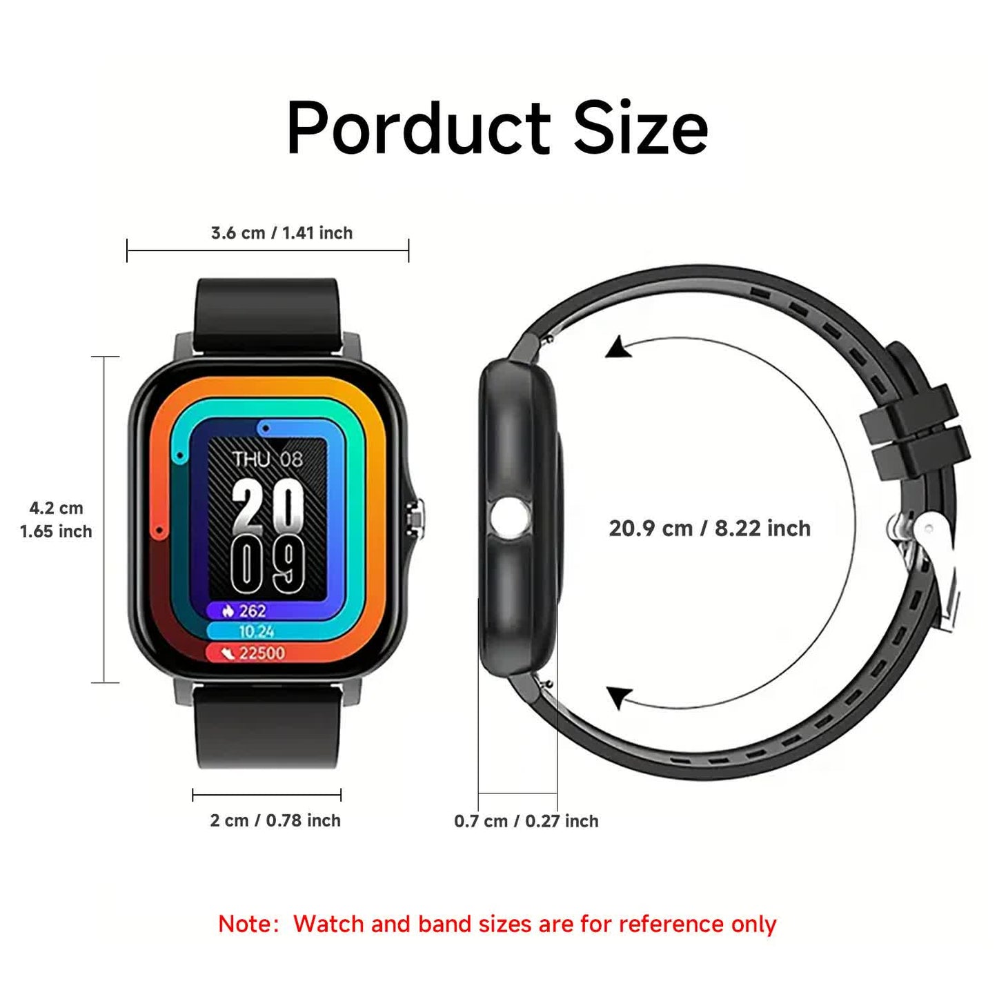 Hearthawk  Smartwatch: Fitness Tracker with Heart Rate, 24 Sports Modes