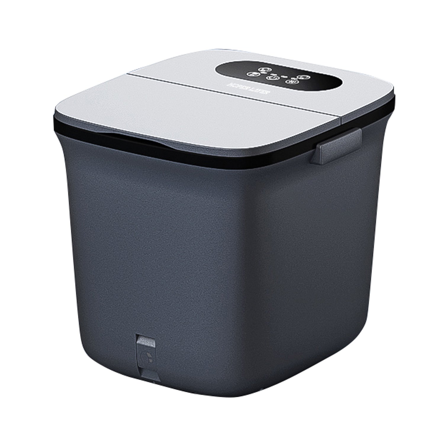 Fitlybuy ThermaFlex Pro foot spa in charcoal gray with a silver lid, digital touch controls, and heating technology.