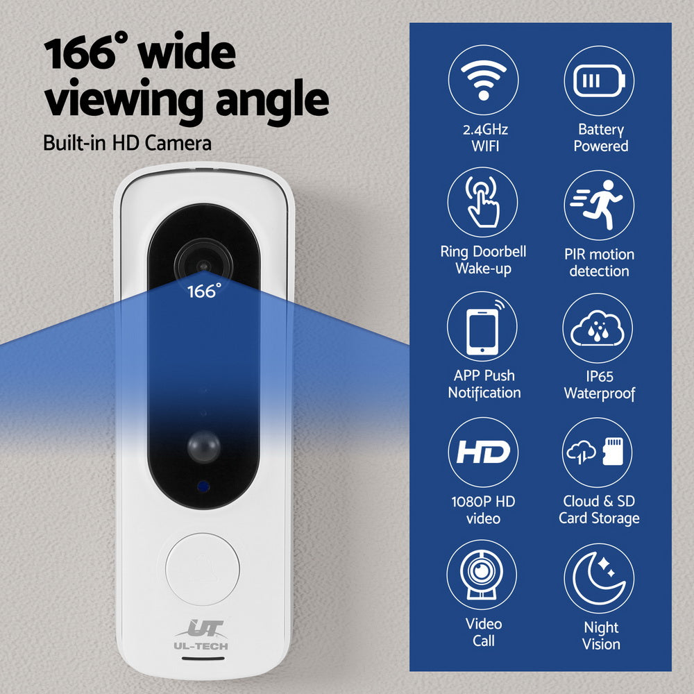 BellGuard UL-tech Smart Video Doorbell - Wireless, 1080p