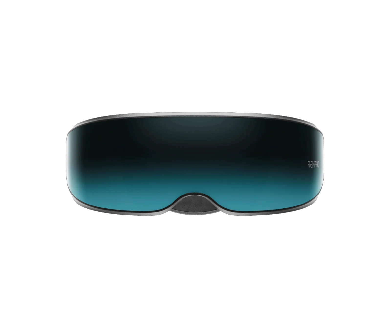 Sleek, black and teal Fitlybuy Eyeris eye massager with heat and vibration technology on a plain black background.