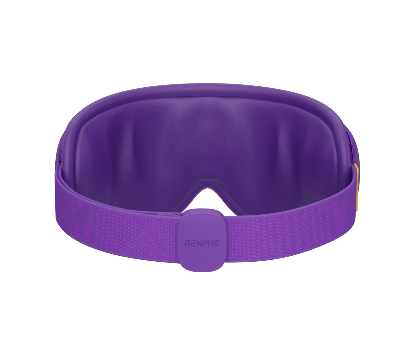 Purple RENPHO x Headspace Eyeris Zen eye massager with an adjustable elastic strap, shown against a black background.
