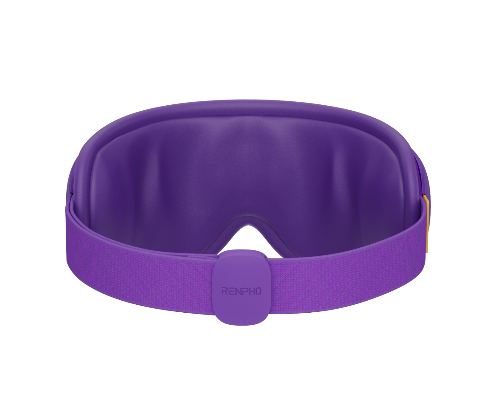 Purple RENPHO x Headspace Eyeris Zen eye massager with an adjustable elastic strap, shown against a black background.