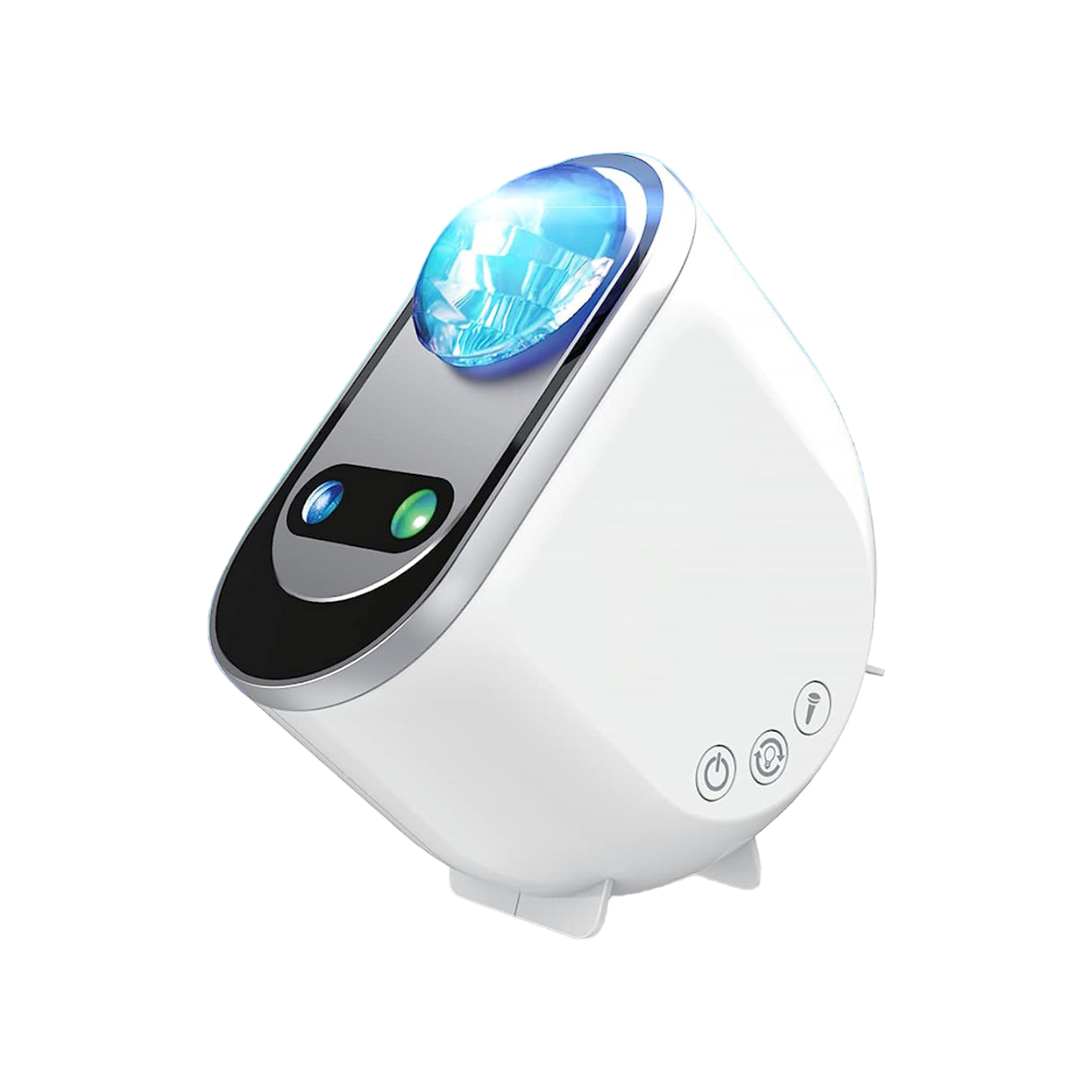 Fitlybuy white Aurora mood light projector with blue lens, control buttons, and lens for Northern Lights display.