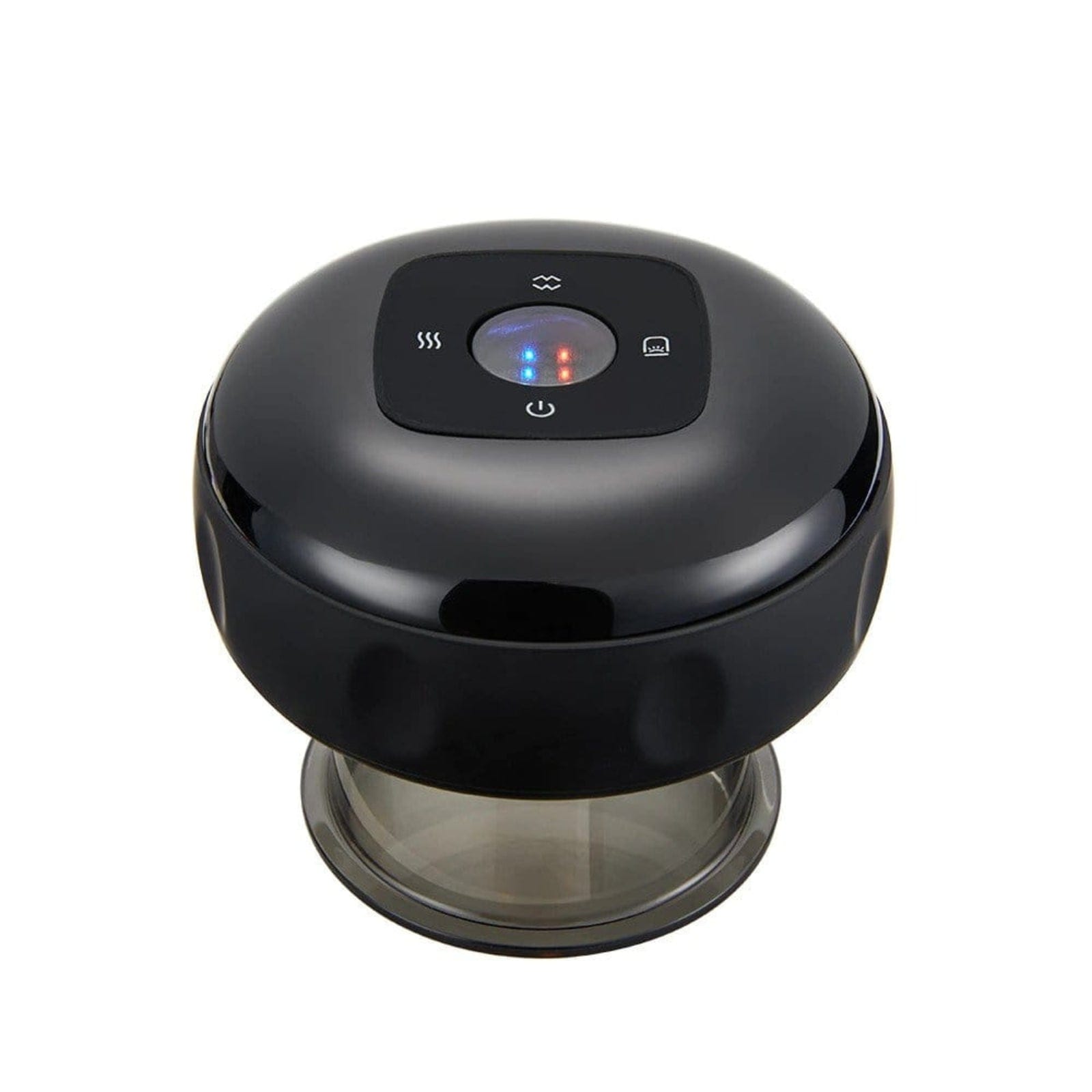 Fitlybuy black electric vacuum cupping massager with digital touch control panel and transparent suction base.
