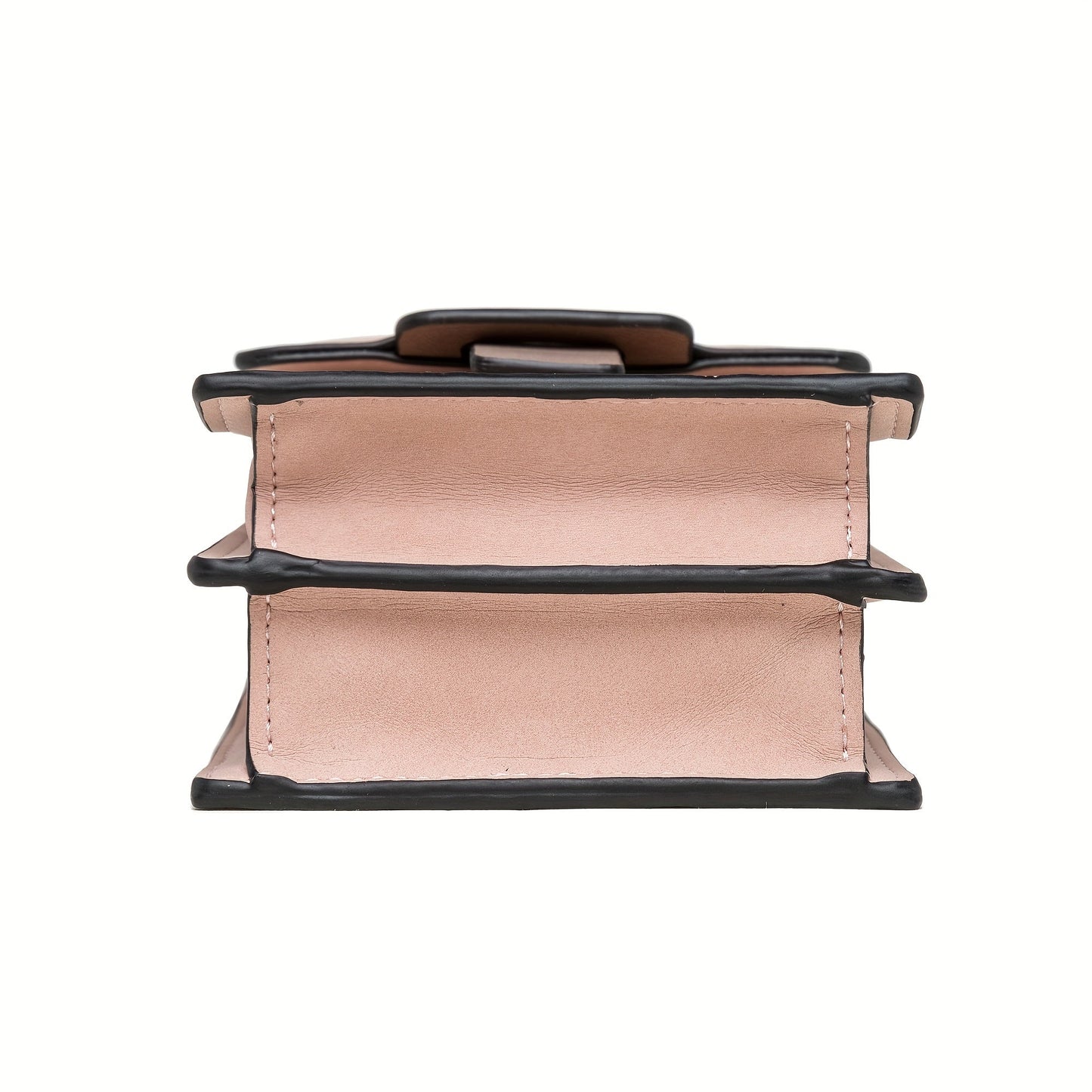 Side view of Fitlybuy Lily anti-theft crossbody bag in blush pink with black trim and multi-compartment design.