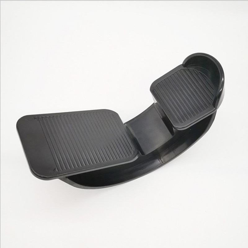 Black Fitlybuy foot and calf stretcher rocker board with a textured non-slip surface against a white background.