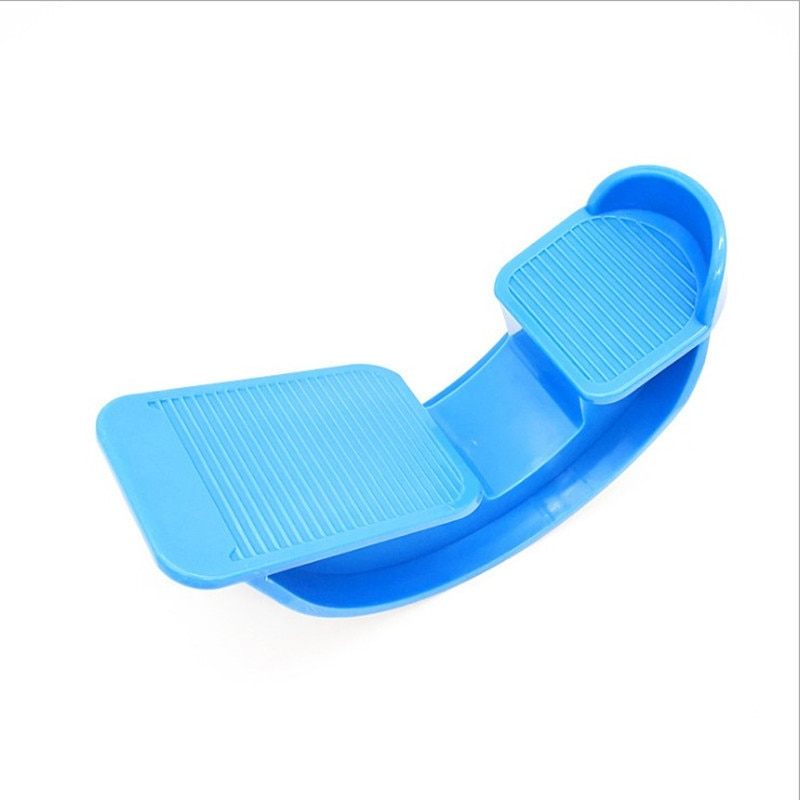 Blue Fitlybuy foot and calf stretcher rocker board with a textured non-slip surface for stability.