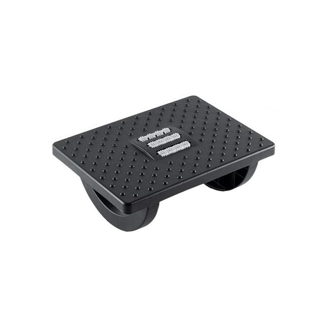 Fitlybuy black ergonomic rocker footrest with textured surface, non-slip nubs, and central massage rollers.