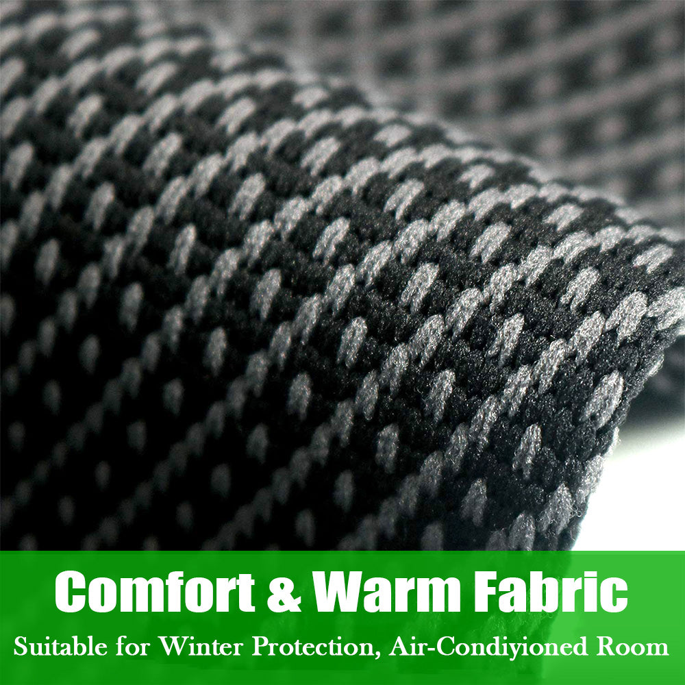 Close-up of black and grey Fitlybuy compression sleeve fabric, highlighting breathable, warm material for winter use.
