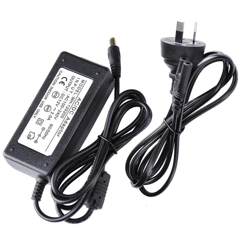 Black AC/DC power adapter for Fitlybuy Revitalizing Ionic Foot Spa, featuring a 2-pin plug and DC output cable.
