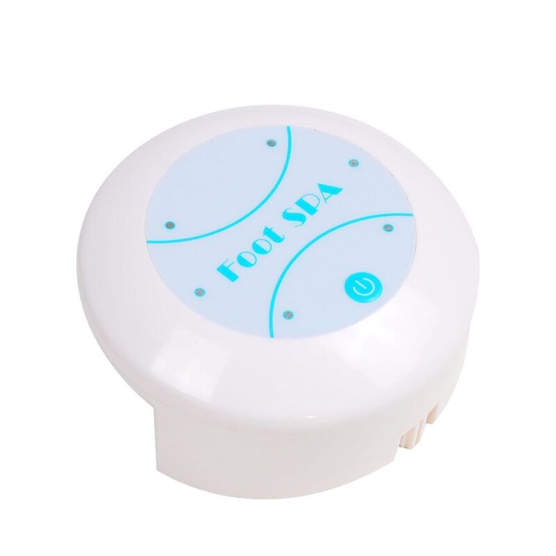 White ionic foot spa detox unit with a round control panel, blue "FOOT SPA" text, and power button, on a white background.
