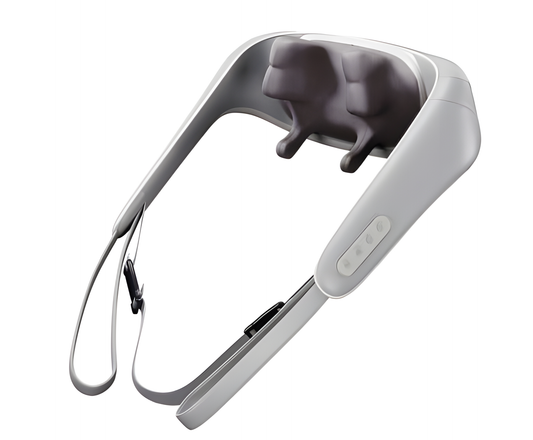 Fitlybuy 5D Deep Heat neck massager in white with dark grey massage nodes and integrated control buttons.