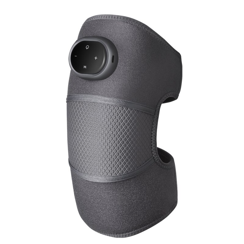 Fitlybuy SootheHeat knee massager: grey, ergonomic sleeve with built-in control panel for ThermoRelax heat therapy.
