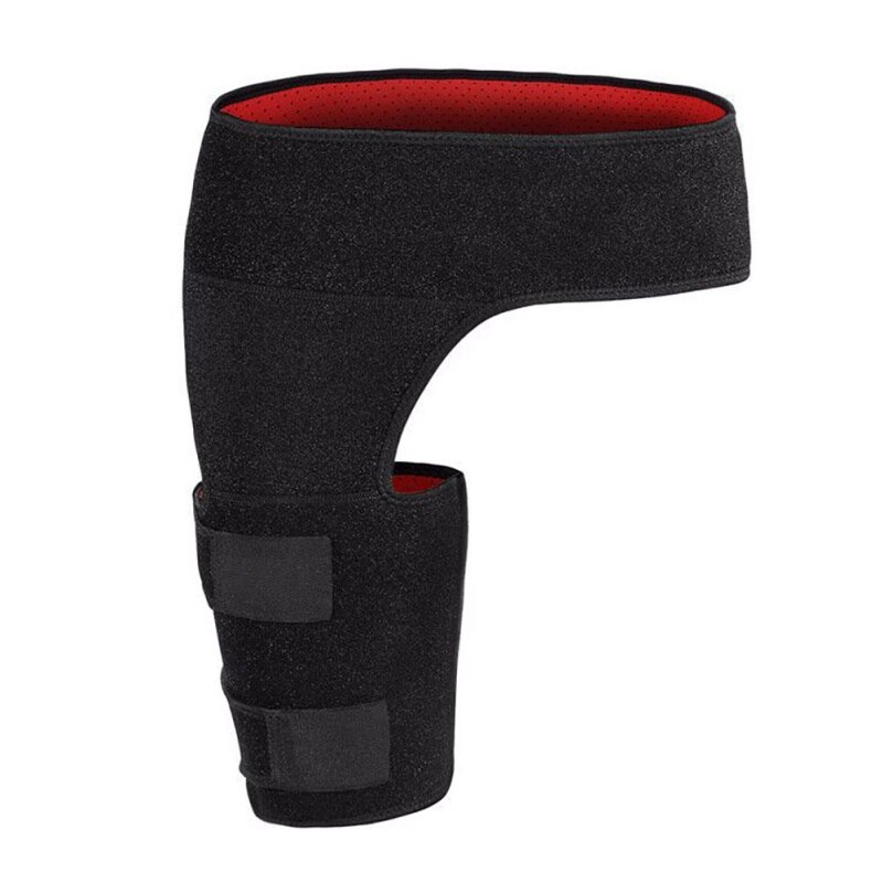 Fitlybuy orthopedic hip brace in black with red interior, featuring adjustable straps and stabilization technology.
