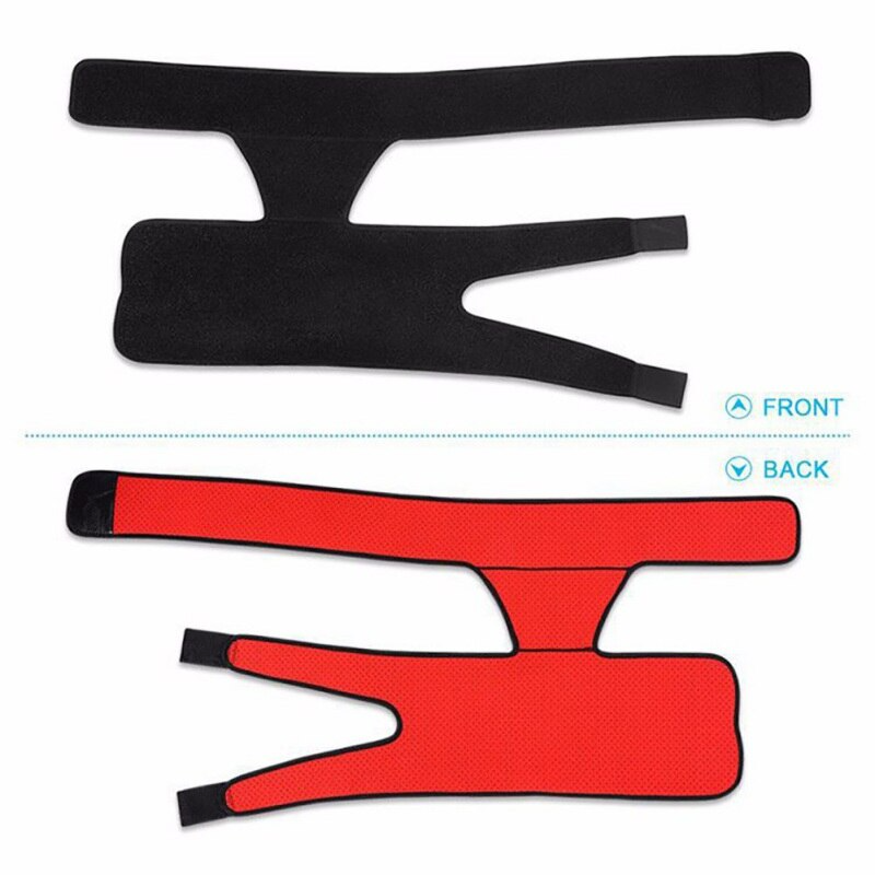 Fitlybuy orthopedic hip brace with SupportFlex technology, shown from front (black) and back (red) with adjustable straps.