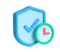 3D blue shield icon with a checkmark and a green clock symbol representing Fitlybuy SecureGuard shipping protection.