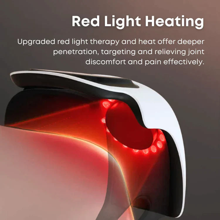 Fitlybuy white knee massager with red light therapy and heating technology for joint pain relief.