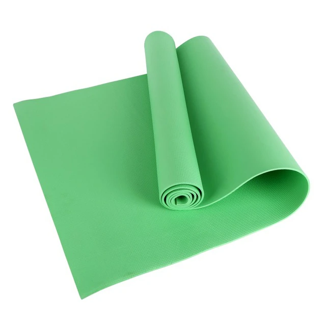 Fitlybuy 6mm light green yoga mat with a textured EcoGrip non-slip surface, partially rolled on a white background.